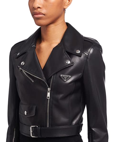 prada lether jacket|Prada leather jacket women.